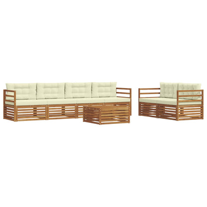 Set di divani da esterno con cuscino 7 pcs Naturale e Crema | homemem39