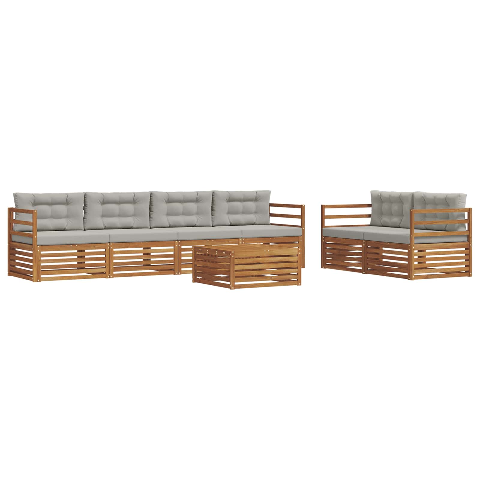 Set di divani da esterno 7 pcs Grigio Naturale e Chiaro | homemem39