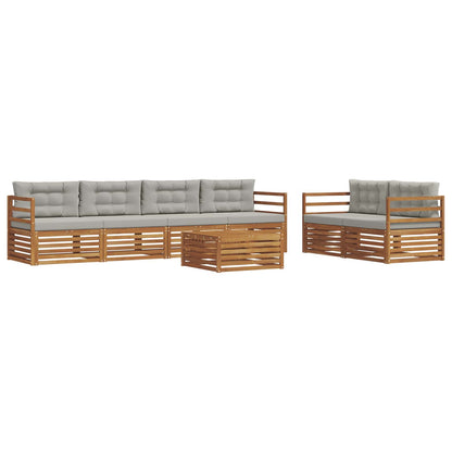 Set di divani da esterno 7 pcs Grigio Naturale e Chiaro | homemem39