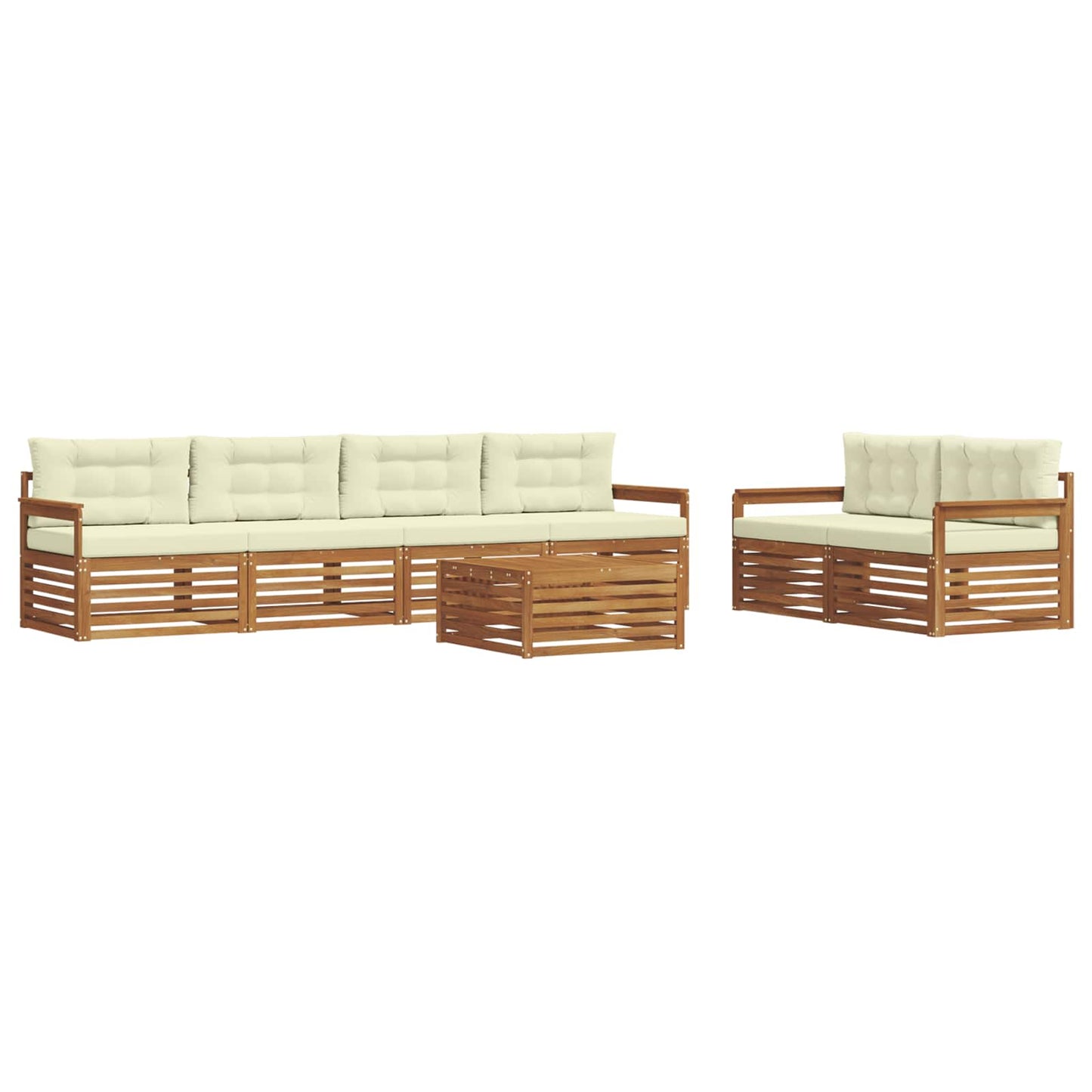 Set di divani da esterno con cuscino 7 pcs Naturale e Crema | homemem39
