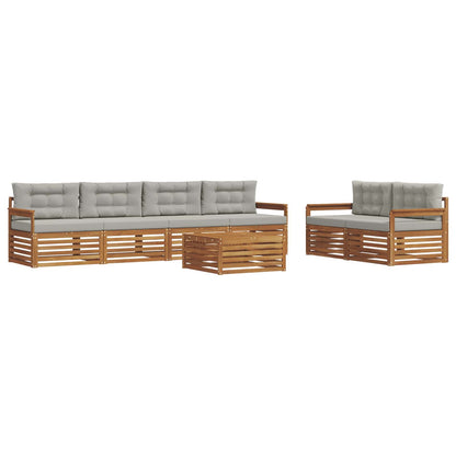 Set di divani da esterno 7 pcs Grigio Naturale e Chiaro | homemem39