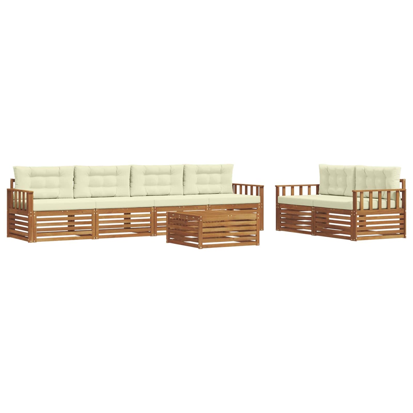 Set di divani da esterno con cuscino 7 pcs Naturale e Crema | homemem39