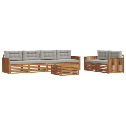 Set di divani da esterno 7 pcs Grigio Naturale e Chiaro