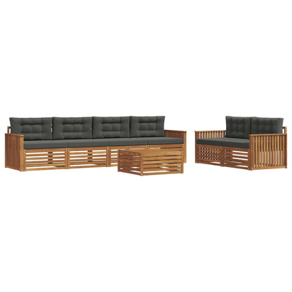 Set di divani da esterno con cuscino 7 pcs Naturale e Antracite | homemem39