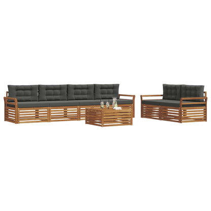 Set di divani da esterno con cuscino 7 pcs Naturale e Antracite | homemem39