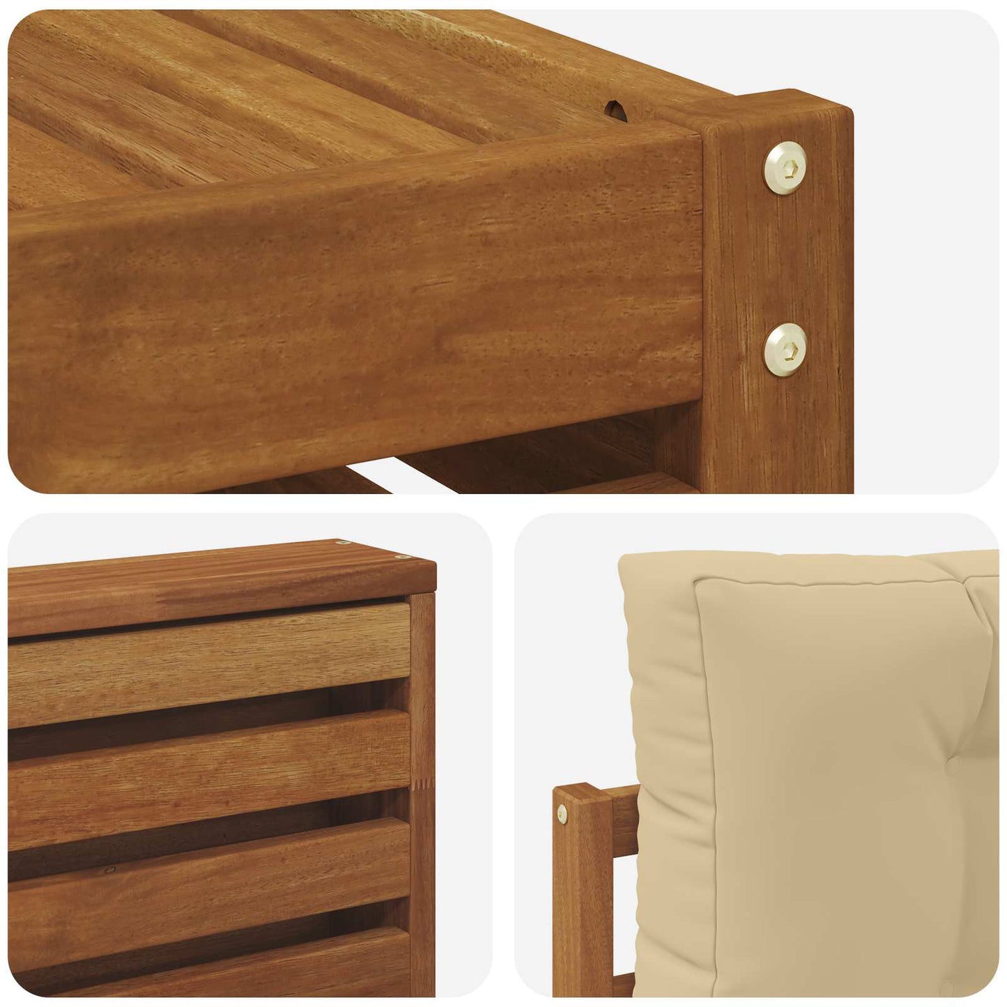 Set di divani da esterno con cuscino 7 pcs Naturale e Beige | homemem39