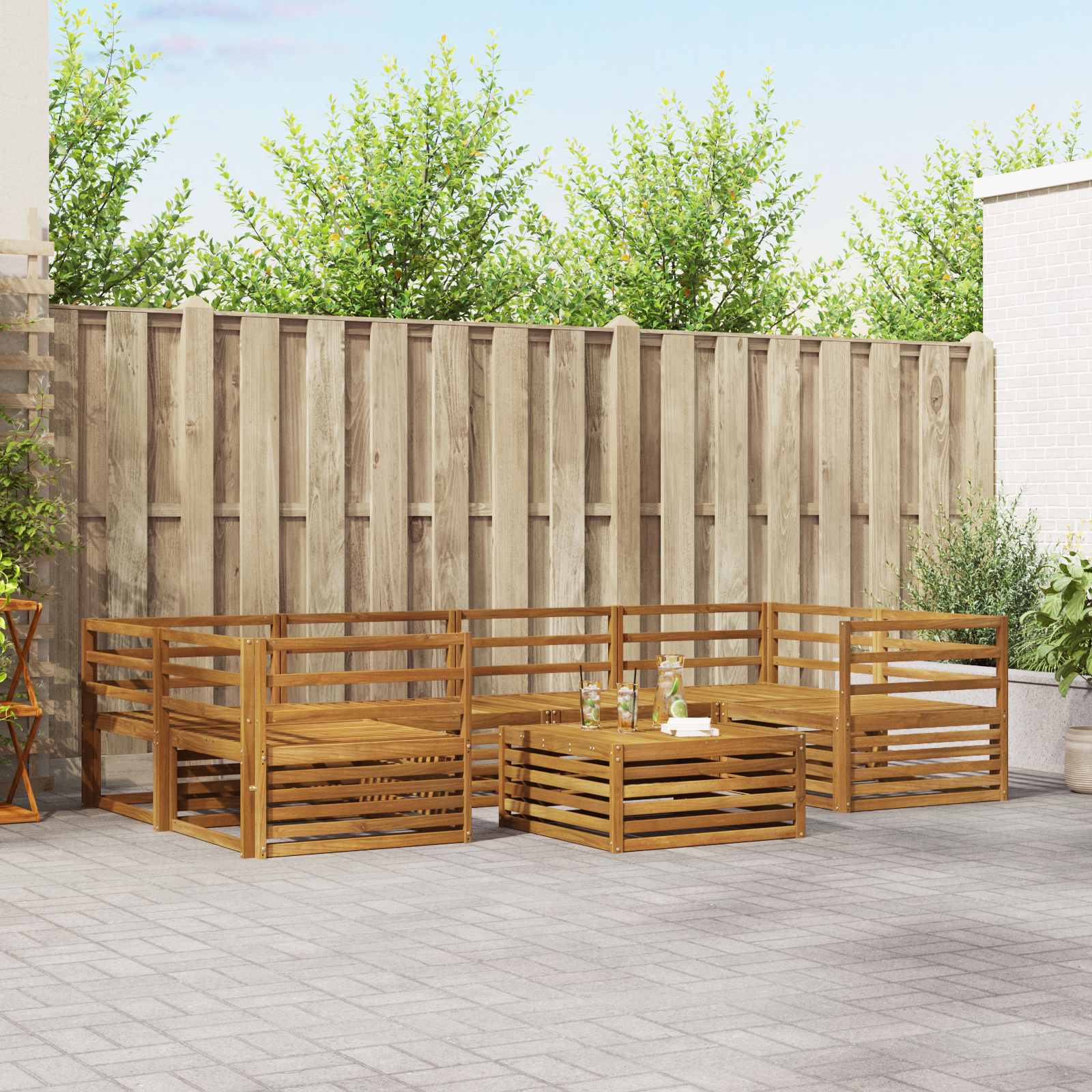 Set di divani da esterno 7 pcs Naturale | homemem39