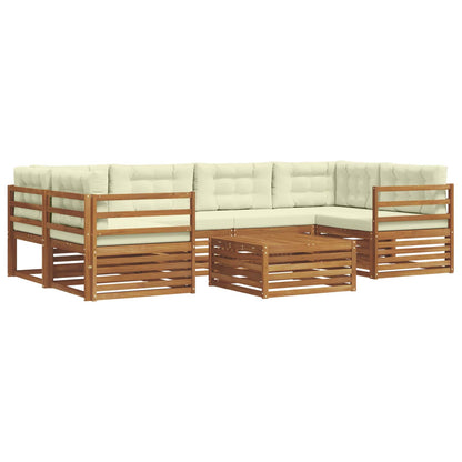 Set di divani da esterno con cuscino 7 pcs Naturale e Crema | homemem39