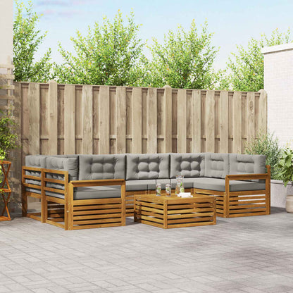 Set di divani da esterno 7 pcs Grigio Naturale e Chiaro