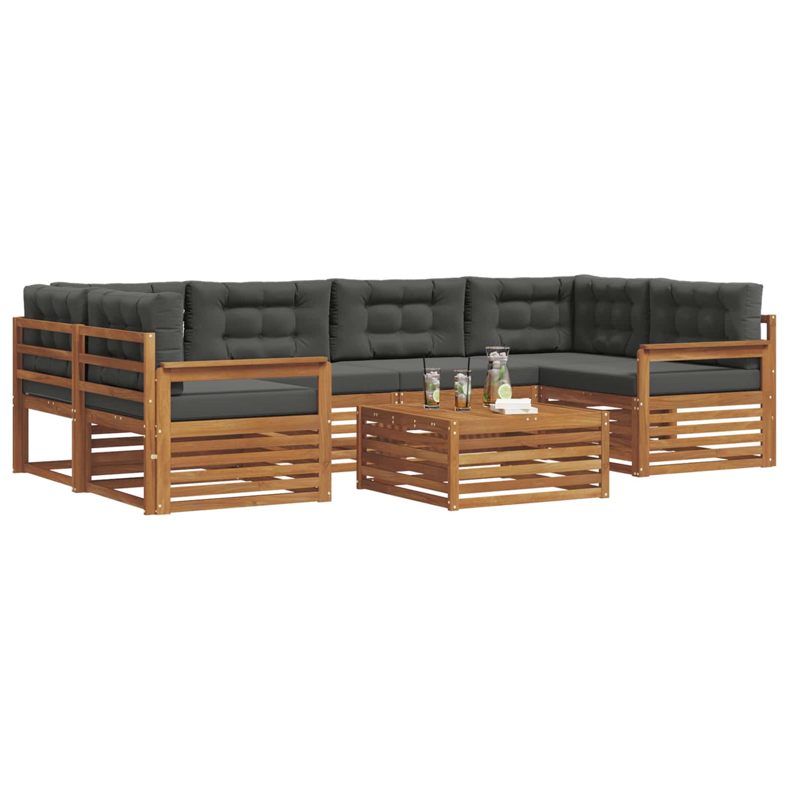 Set di divani da esterno con cuscino 7 pcs Naturale e Antracite | homemem39