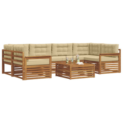 Set di divani da esterno con cuscino 7 pcs Naturale e Beige | homemem39