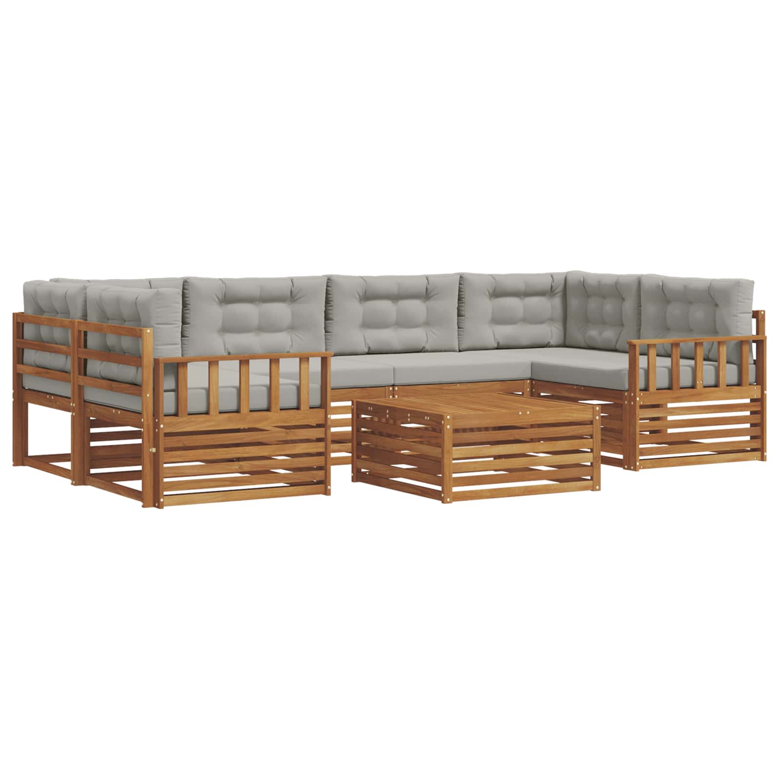 Set di divani da esterno 7 pcs Grigio Naturale e Chiaro | homemem39