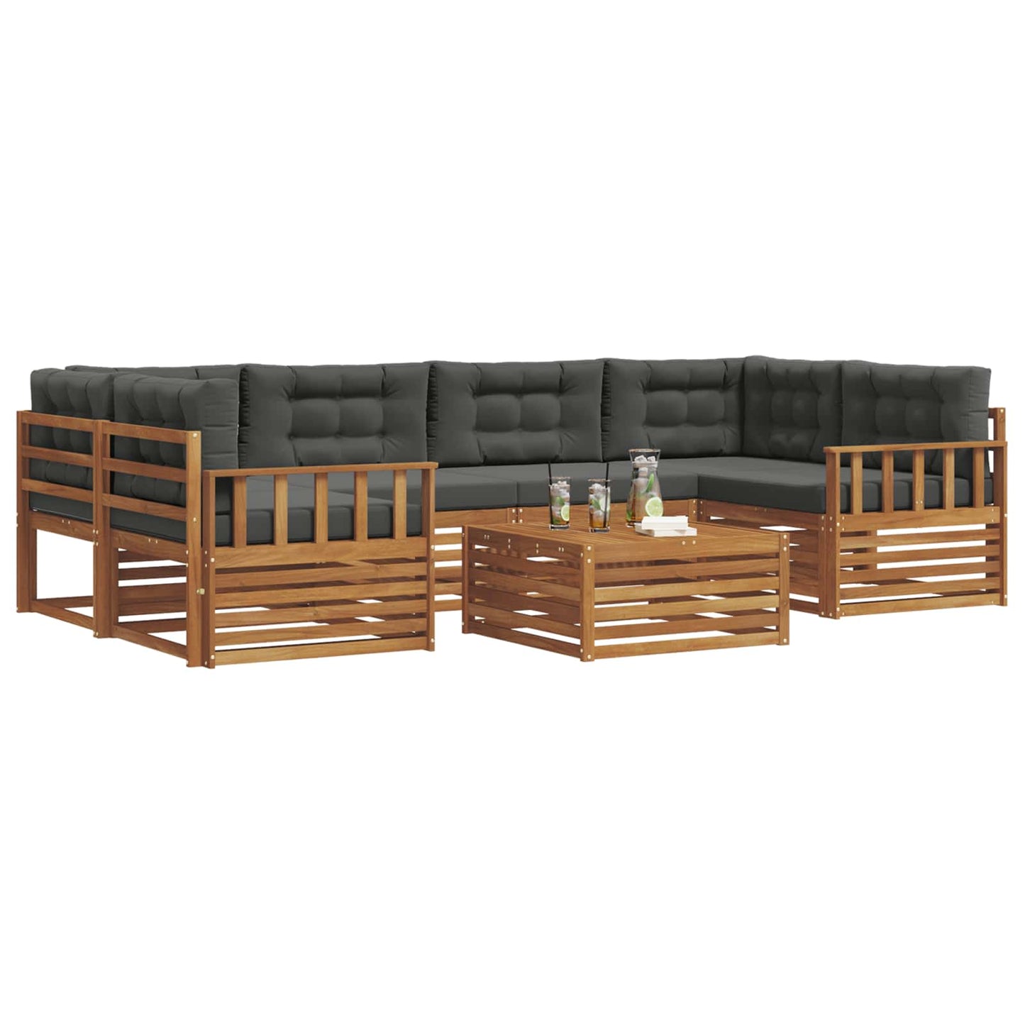 Set di divani da esterno con cuscino 7 pcs Naturale e Antracite | homemem39