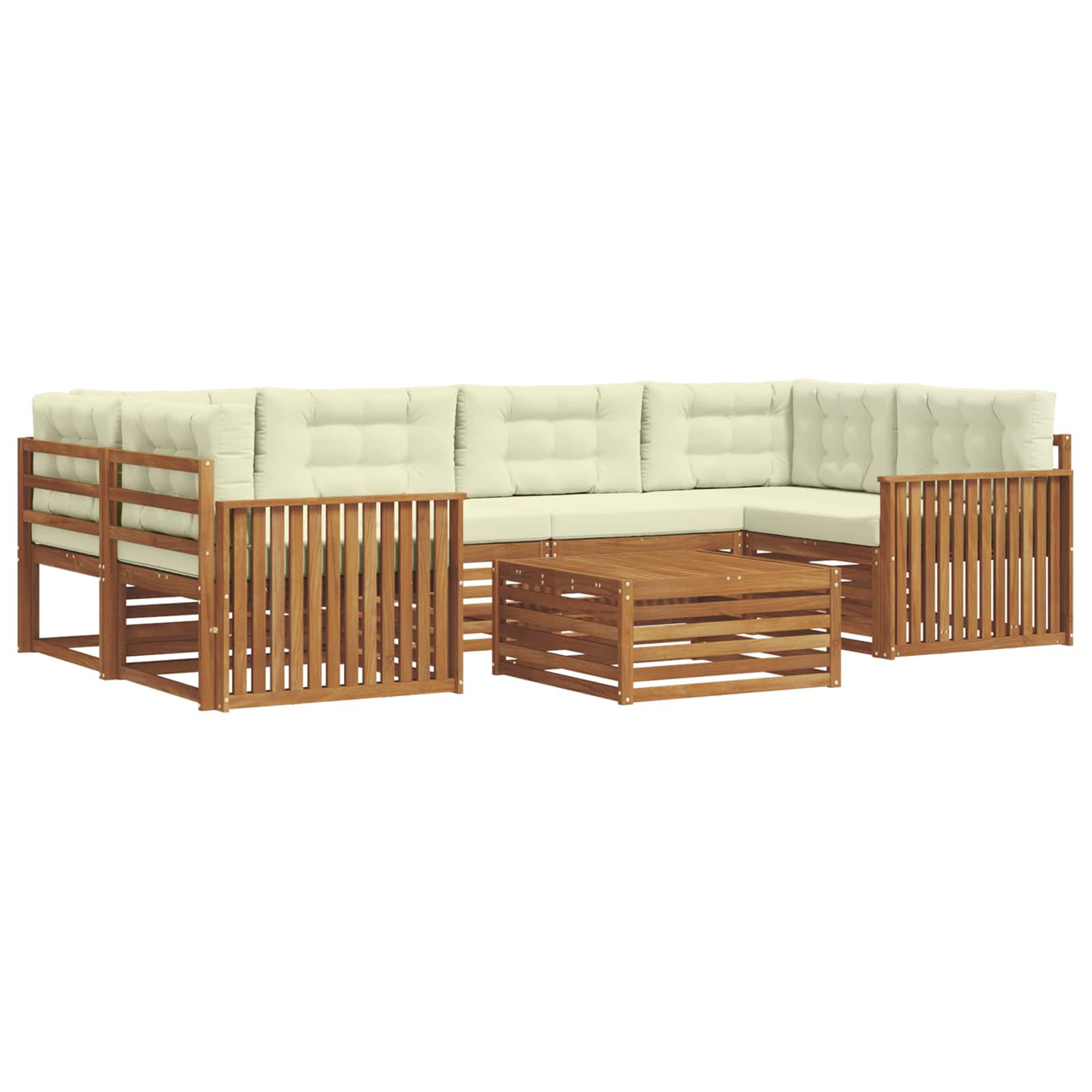 Set di divani da esterno con cuscino 7 pcs Naturale e Crema | homemem39