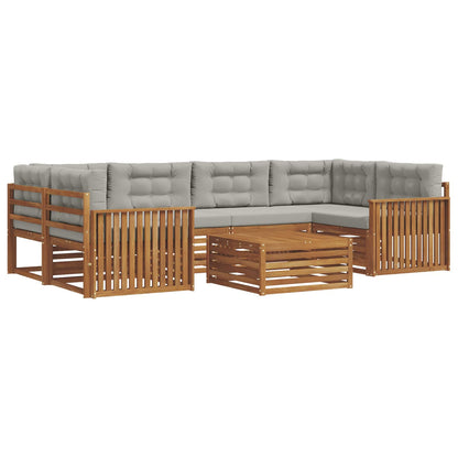 Set di divani da esterno 7 pcs Grigio Naturale e Chiaro