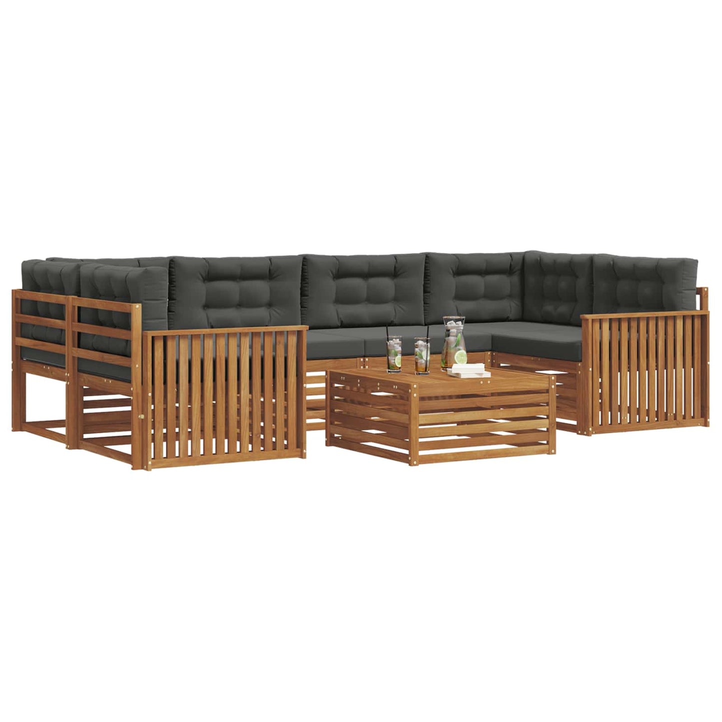 Set di divani da esterno con cuscino 7 pcs Naturale e Antracite | homemem39