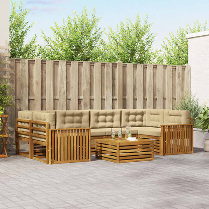 Set di divani da esterno con cuscino 7 pcs Naturale e Beige | homemem39
