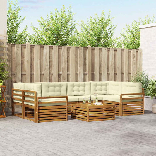 Set di divani da esterno con cuscino 7 pcs Naturale e Crema | homemem39