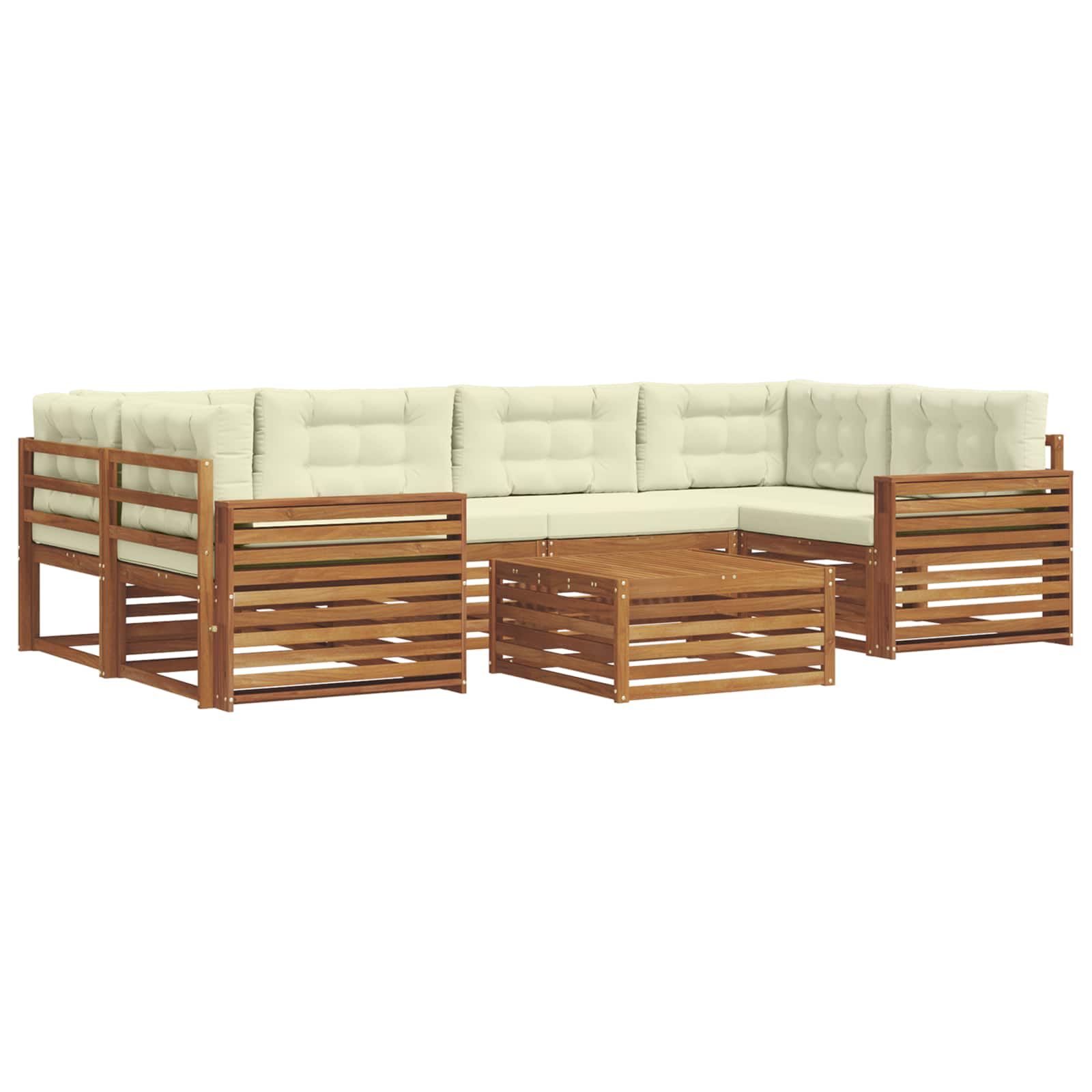 Set di divani da esterno con cuscino 7 pcs Naturale e Crema | homemem39