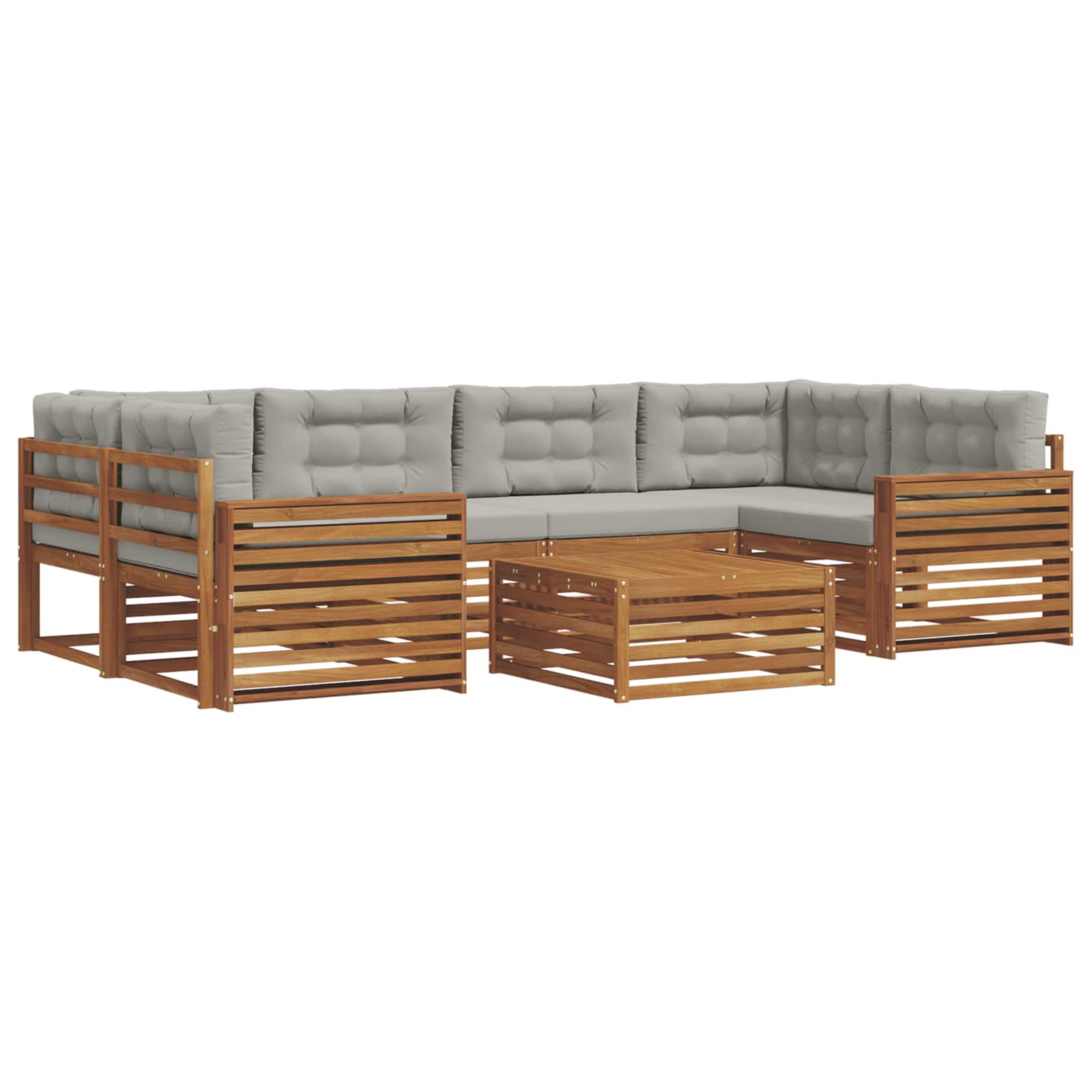 Set di divani da esterno 7 pcs Grigio Naturale e Chiaro | homemem39
