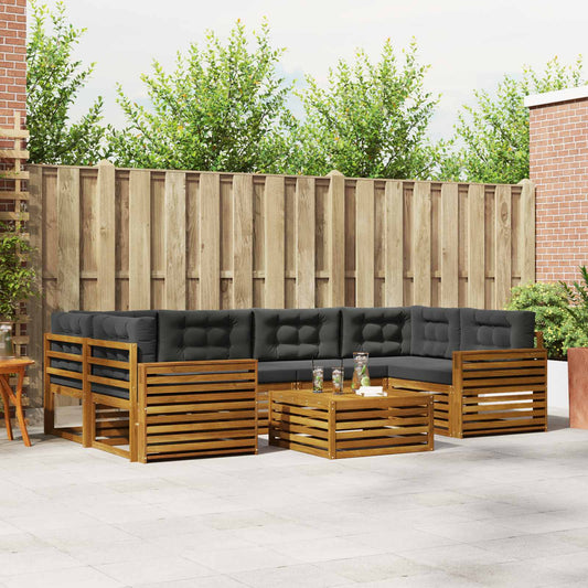 Set di divani da esterno con cuscino 7 pcs Naturale e Antracite