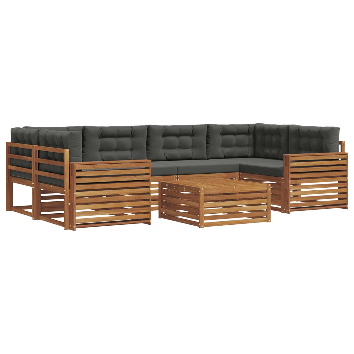 Set di divani da esterno con cuscino 7 pcs Naturale e Antracite | homemem39