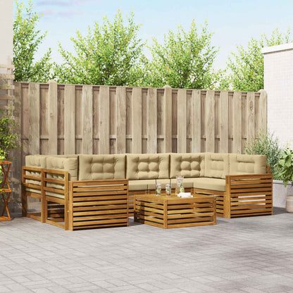 Set di divani da esterno con cuscino 7 pcs Naturale e Beige | homemem39