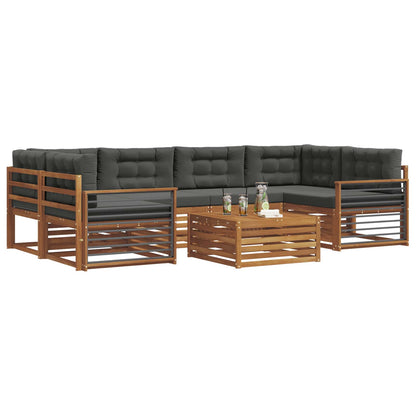 Set di divani da esterno con cuscino 7 pcs Naturale e Antracite | homemem39