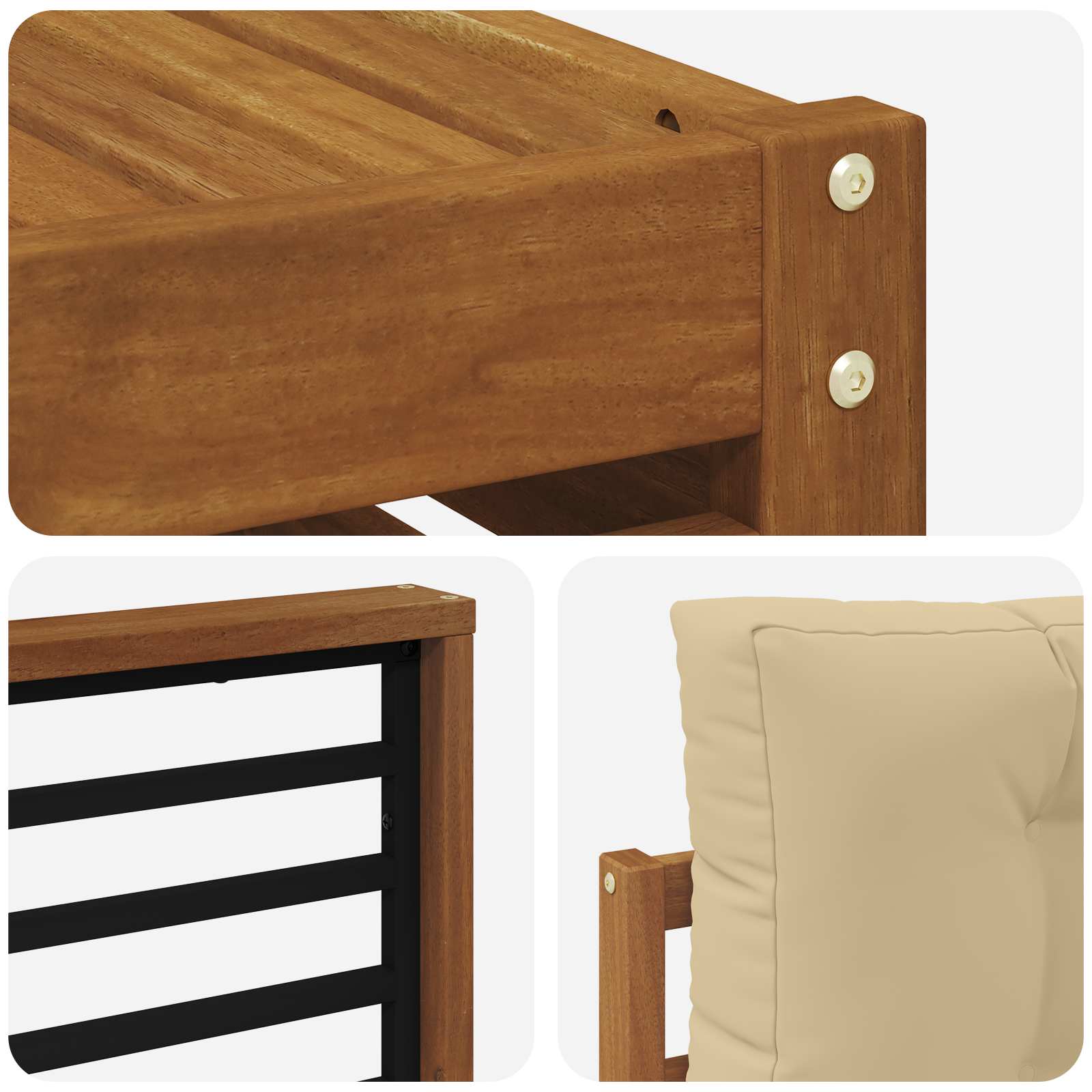 Set di divani da esterno con cuscino 7 pcs Naturale e Beige | homemem39