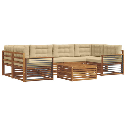 Set di divani da esterno con cuscino 7 pcs Naturale e Beige | homemem39