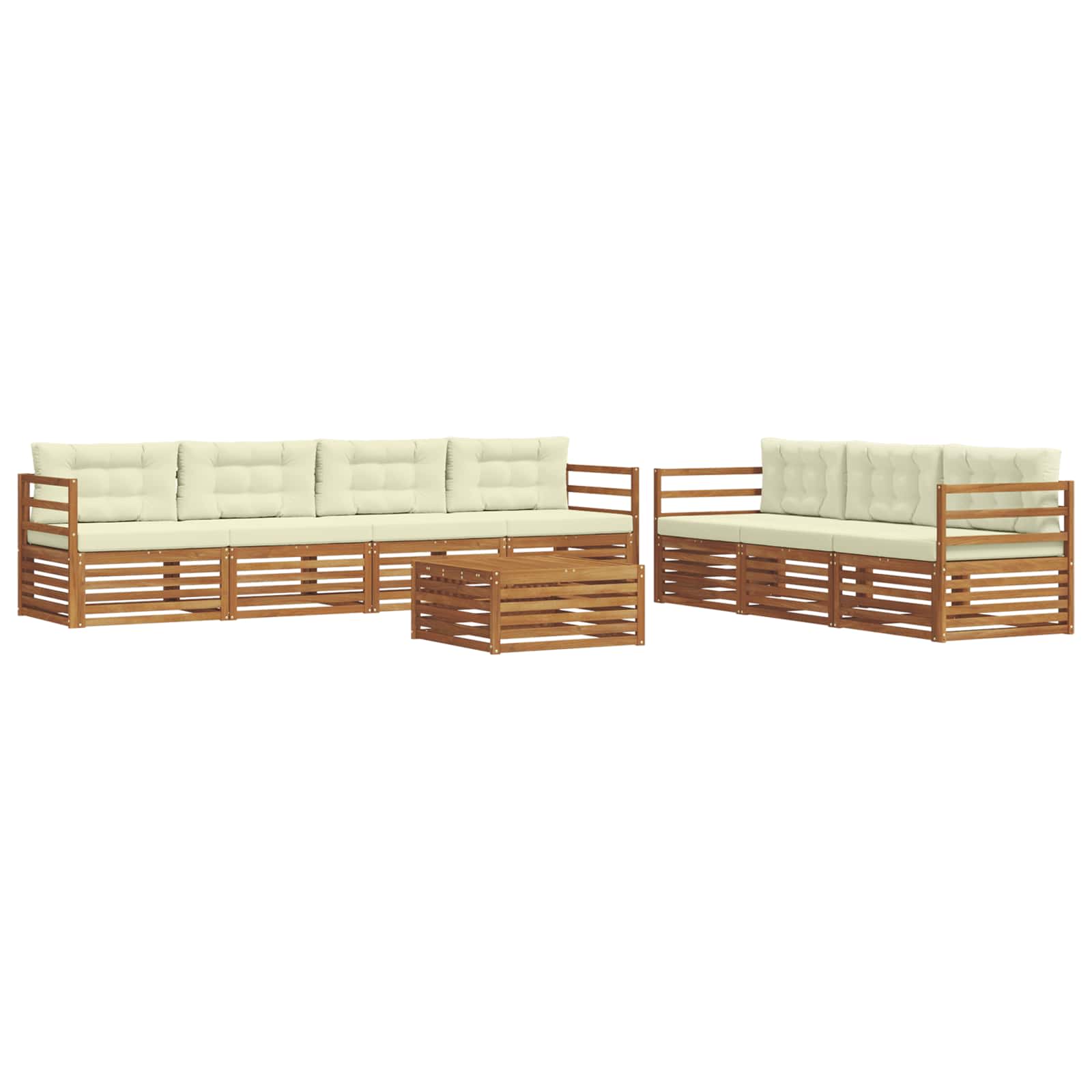 Set di divani da esterno con cuscino 8 pcs Naturale e Crema | homemem39