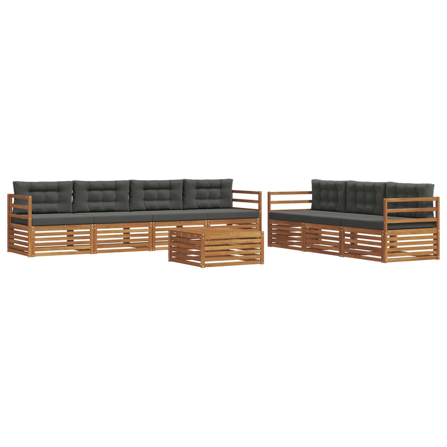Set di divani da esterno con cuscino 8 pcs Naturale e Antracite