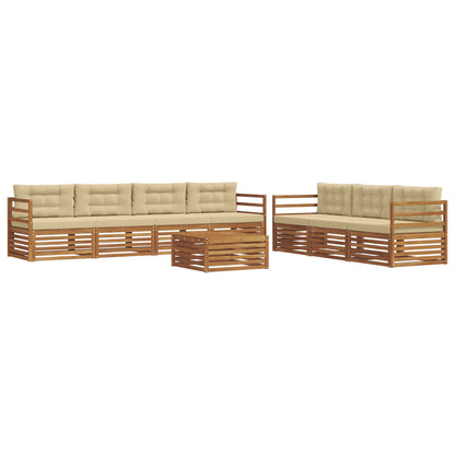 Set di divani da esterno con cuscino 8 pcs Naturale e Beige | homemem39