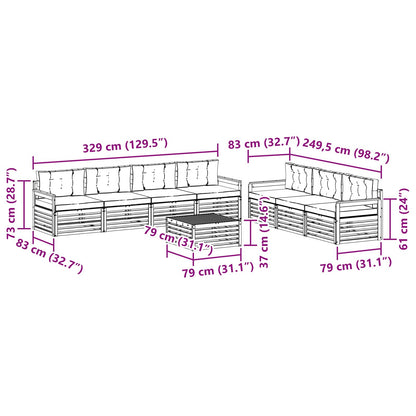 Set di divani da esterno 8 pcs Grigio Naturale e Chiaro | homemem39