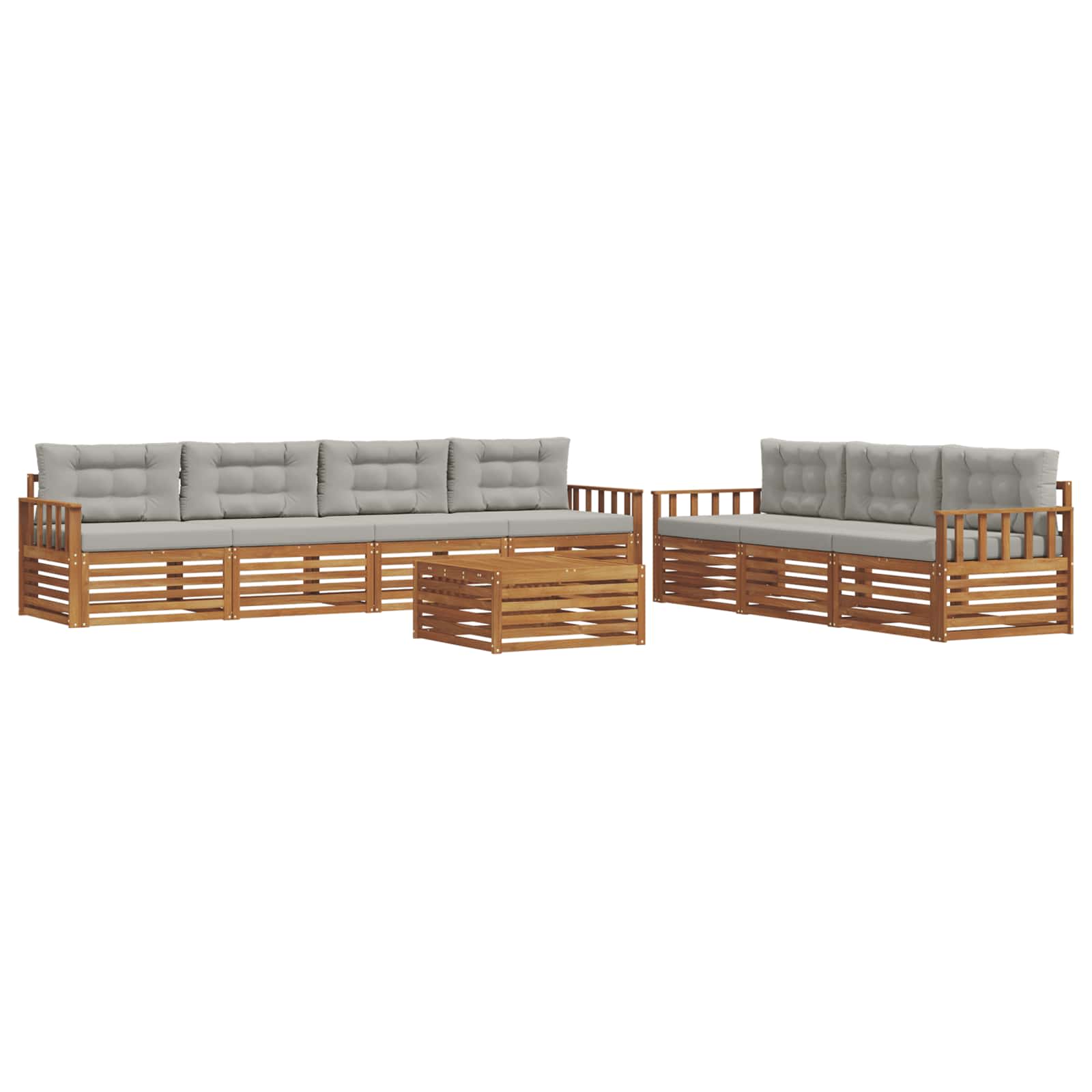 Set di divani da esterno 8 pcs Grigio Naturale e Chiaro | homemem39
