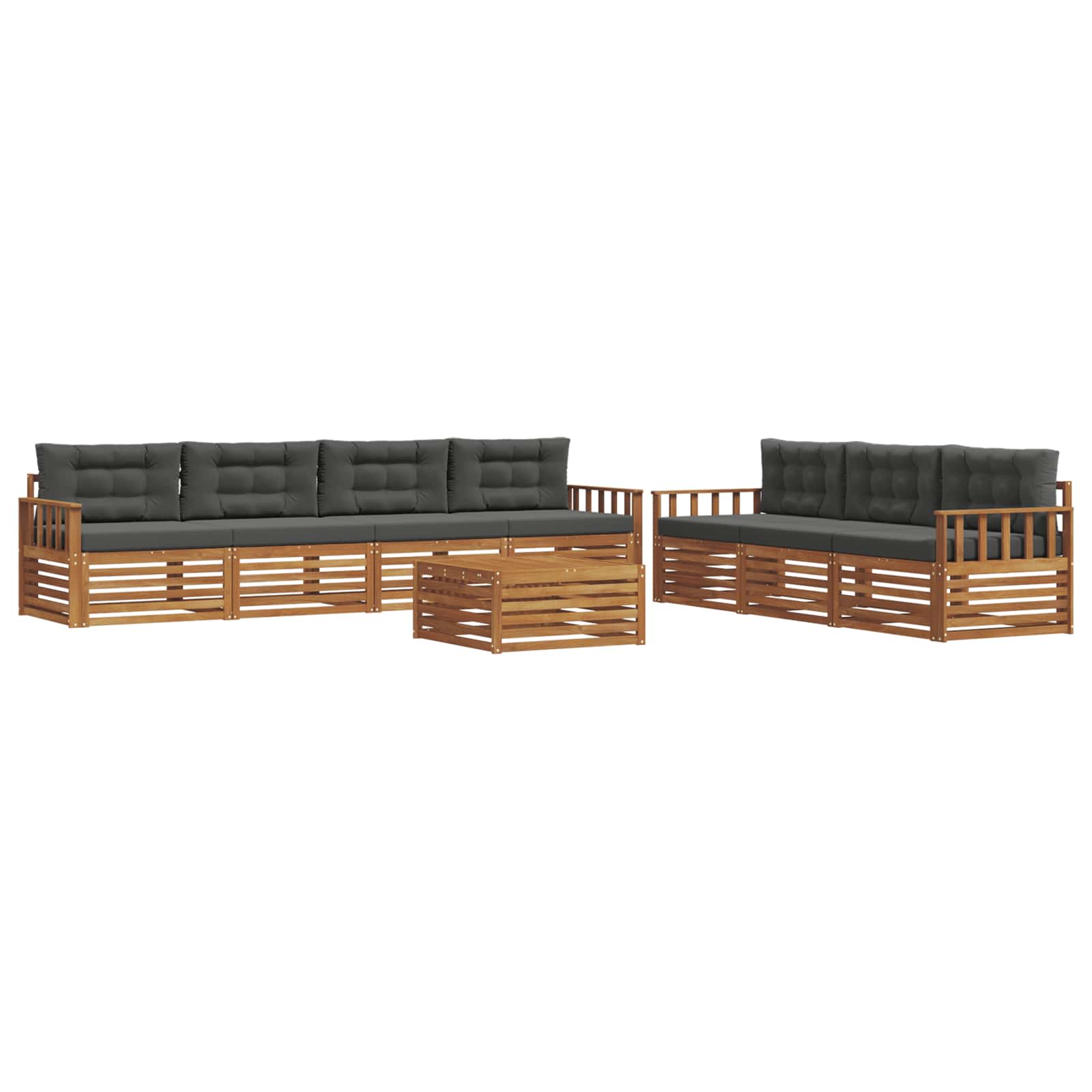 Set di divani da esterno con cuscino 8 pcs Naturale e Antracite | homemem39