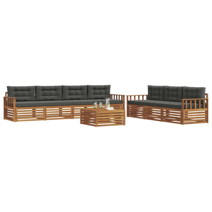 Set di divani da esterno con cuscino 8 pcs Naturale e Antracite | homemem39
