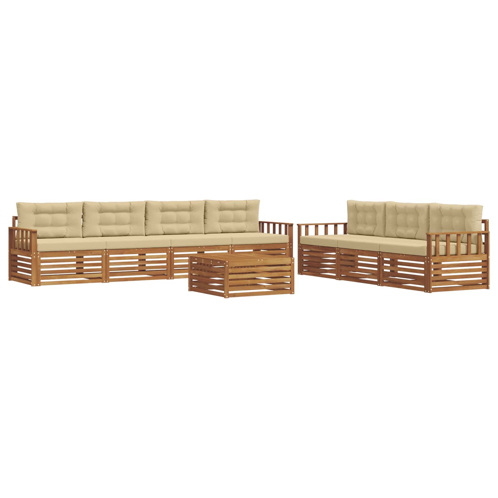 Set di divani da esterno con cuscino 8 pcs Naturale e Beige | homemem39