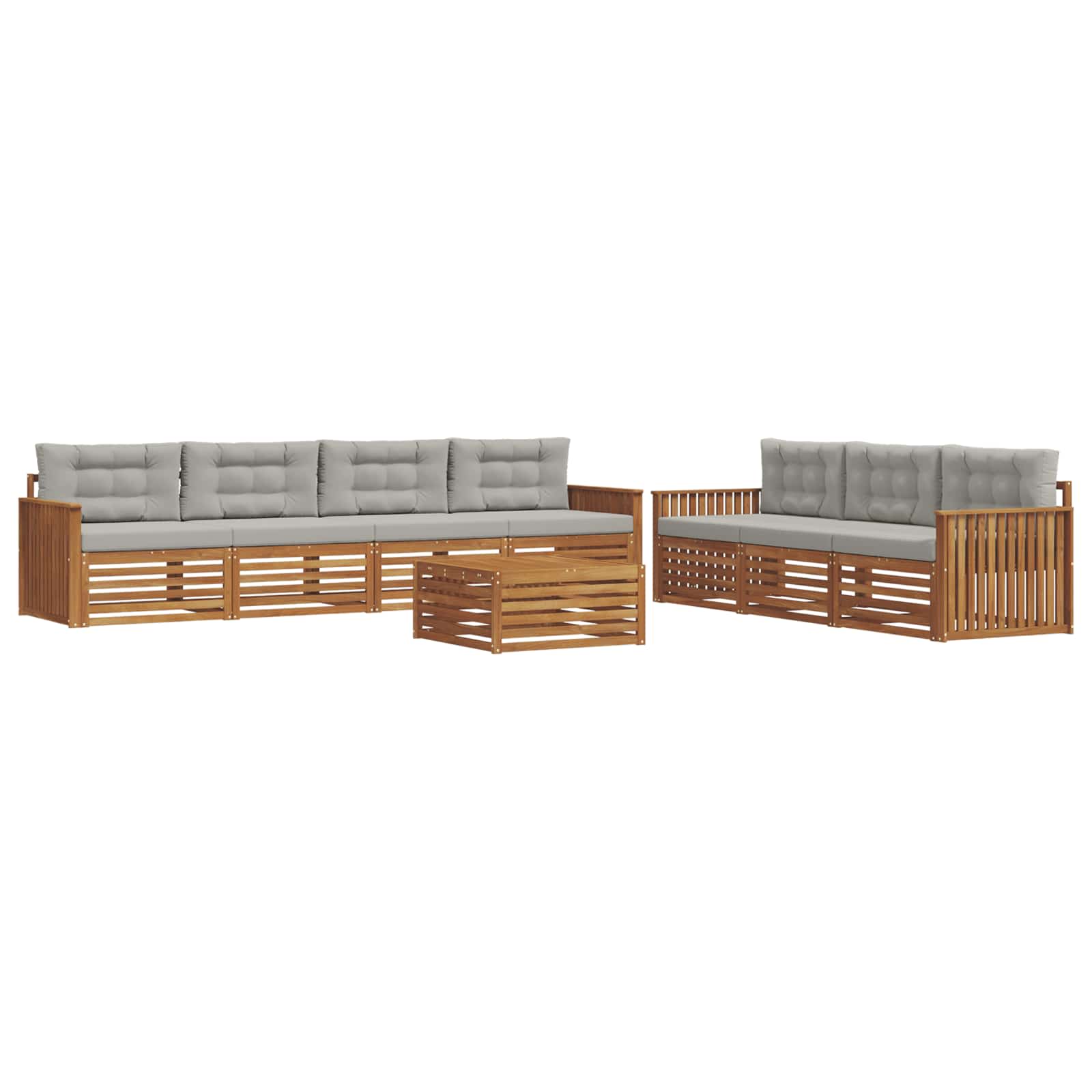 Set di divani da esterno 8 pcs Grigio Naturale e Chiaro | homemem39