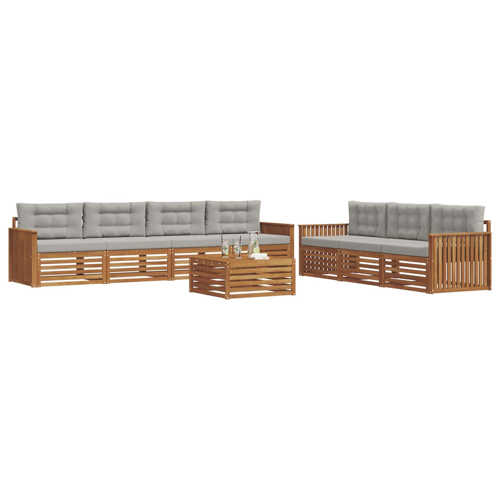 Set di divani da esterno 8 pcs Grigio Naturale e Chiaro | homemem39