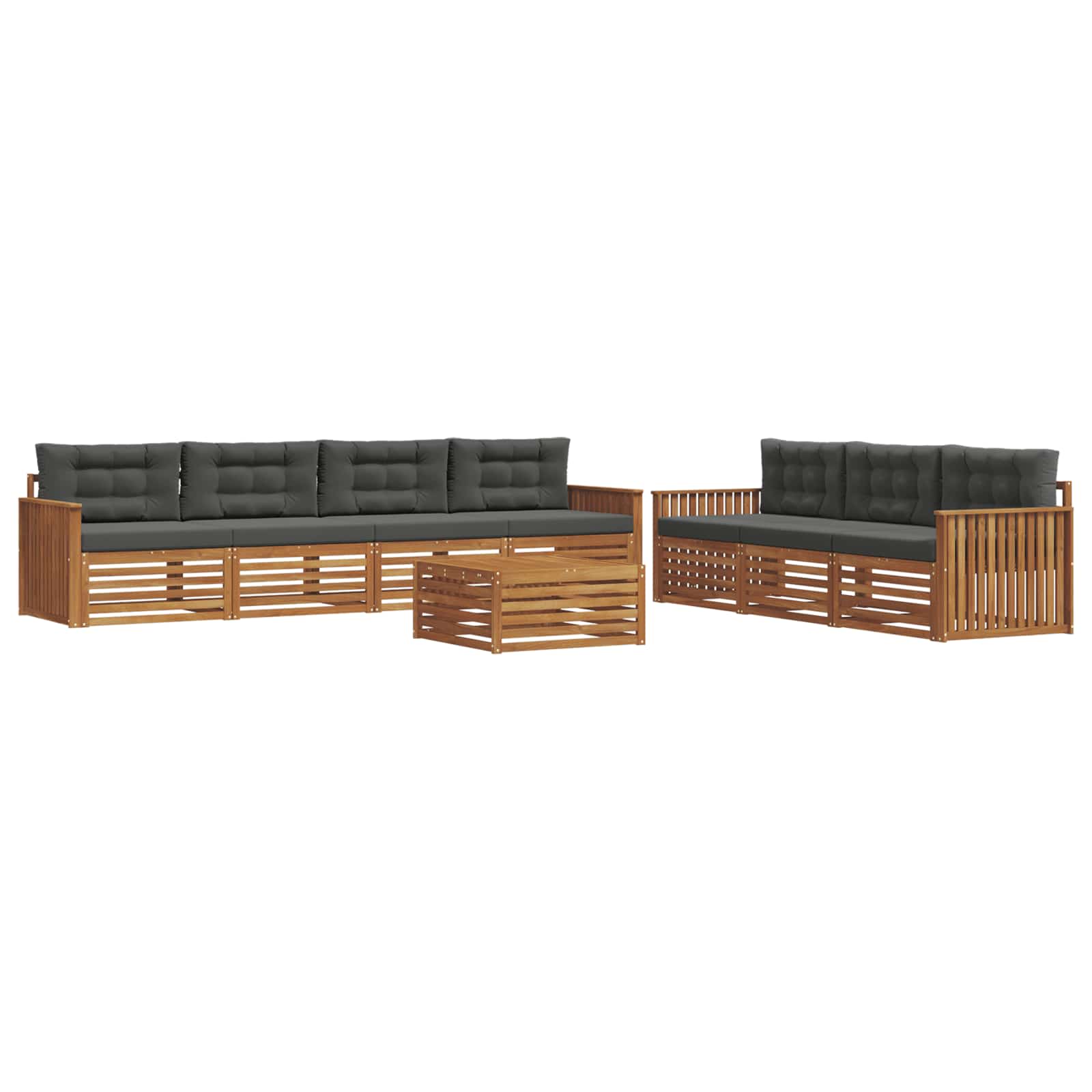 Set di divani da esterno con cuscino 8 pcs Naturale e Antracite | homemem39