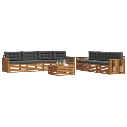 Set di divani da esterno con cuscino 8 pcs Naturale e Antracite | homemem39