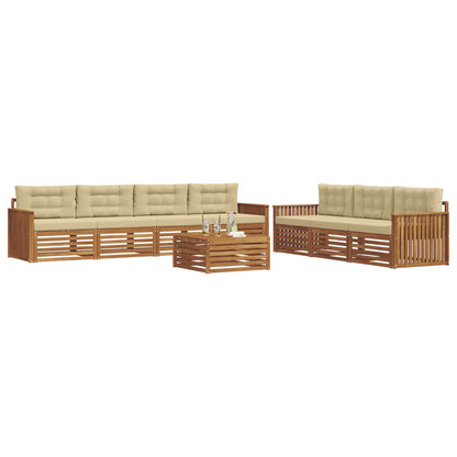 Set di divani da esterno con cuscino 8 pcs Naturale e Beige | homemem39