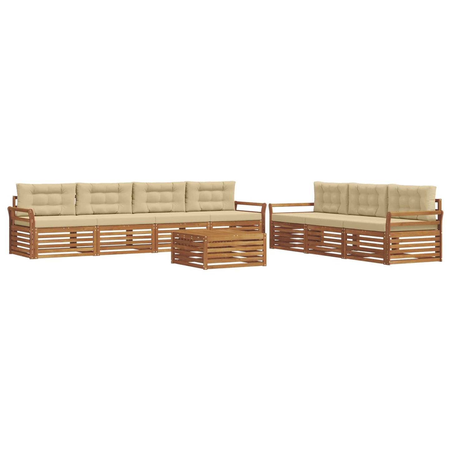 Set di divani da esterno con cuscino 8 pcs Naturale e Beige | homemem39