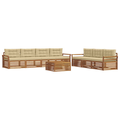 Set di divani da esterno con cuscino 8 pcs Naturale e Beige | homemem39
