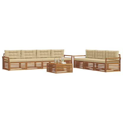 Set di divani da esterno con cuscino 8 pcs Naturale e Beige | homemem39