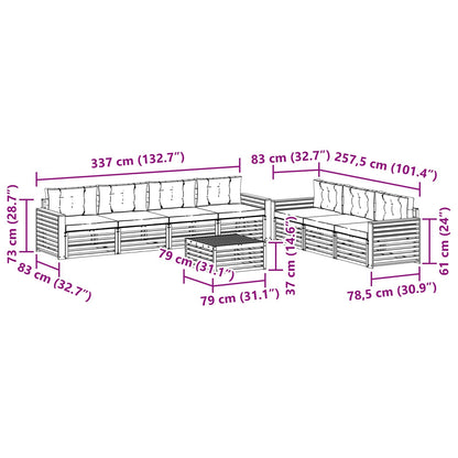 Set di divani da esterno 8 pcs Grigio Naturale e Chiaro | homemem39