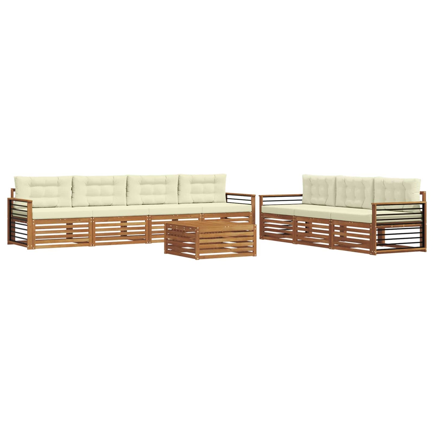 Set di divani da esterno con cuscino 8 pcs Naturale e Crema | homemem39