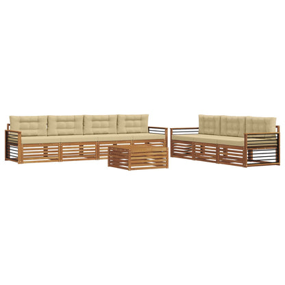 Set di divani da esterno con cuscino 8 pcs Naturale e Beige | homemem39