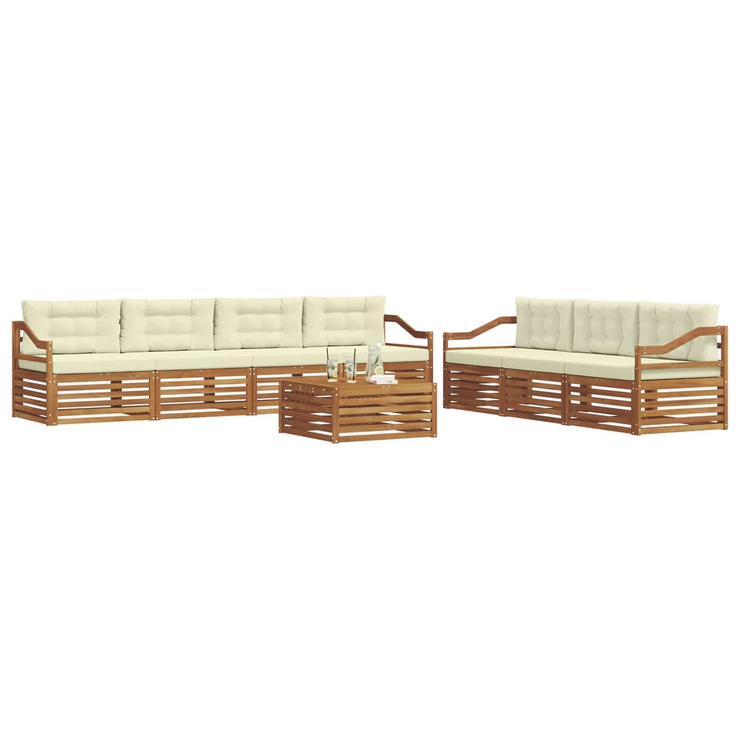 Set di divani da esterno con cuscino 8 pcs Naturale e Crema | homemem39